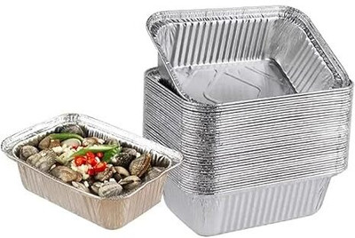 Happiory Aluminium Fridge Container  - 450 ml(Pack of 100, Silver)