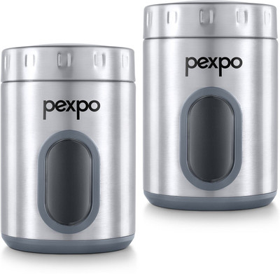 pexpo Steel Grocery Container  - 1000 ml(Pack of 2, Silver)
