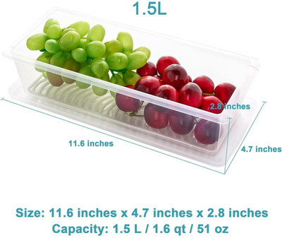 believe Plastic Fridge Container  - 1500 ml(Pack of 6, Transparent)