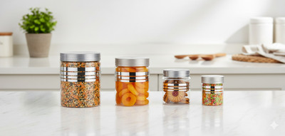 THE Impala Plastic Grocery Container  - 250 ml, 350 ml, 650 ml, 1200 ml(Pack of 16, Silver)