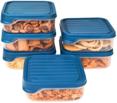 FLAIR Plastic Grocery Container  - 0.55 L(Pack of 6, Blue)