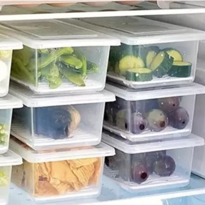 UNDERZZONE Plastic Fridge Container  - 1000 ml(Pack of 6, White)
