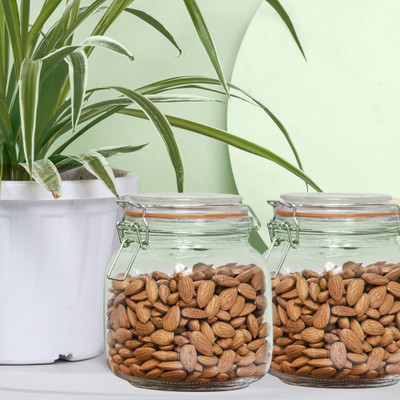 anko Glass Utility Container  - 1 L(Pack of 2, Clear)