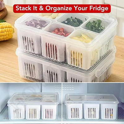 NEWSPARSH Plastic Fridge Container  - 2200 ml(Pack of 2, White)