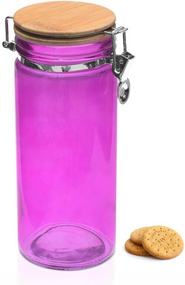 Pure Source India Glass Cookie Jar  - 1500 ml(Pink)