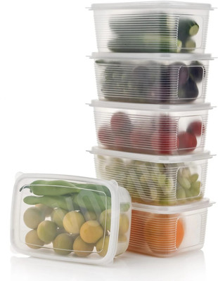 cassava Plastic Fridge Container  - 1800 ml(Pack of 6, Transparent)