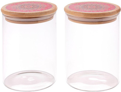 KUBER INDUSTRIES Glass Utility Container  - 600 ml(Pack of 2, Clear)