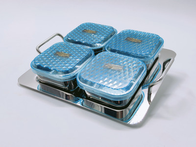 Dev Industries Stainless Steel Utility Container  - 200 ml(Blue, Silver)