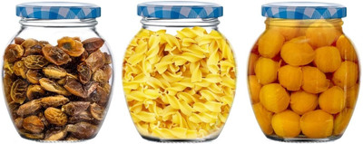 GRACIOUS MART Glass Utility Container  - 400 ml(Pack of 3, Clear)