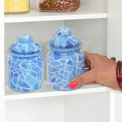 Pure Source India Glass Cookie Jar  - 250 ml(Pack of 2, Multicolor)