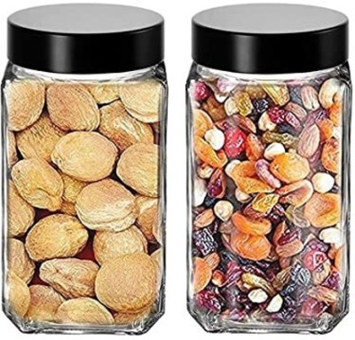 VENCY Glass Cookie Jar  - 1000 ml(Pack of 2, Clear)