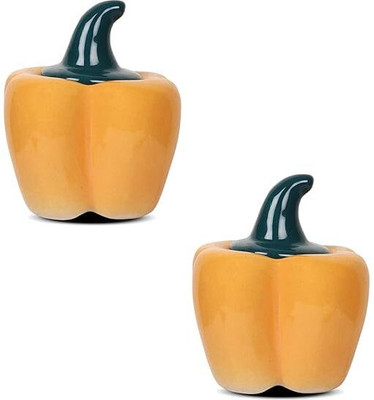 Luminescence Enterprises Ceramic Pickle Jar  - 500 ml(Pack of 2, Yellow)