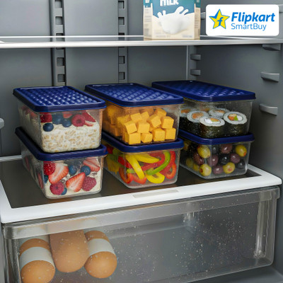 Flipkart SmartBuy Plastic Fridge Container  - 1200 ml(Pack of 6, Multicolor)