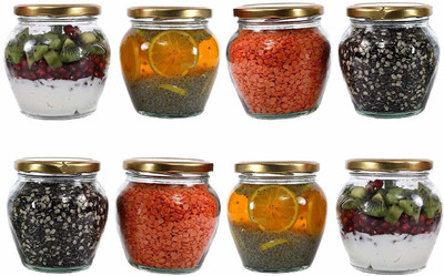 Avresta Glass Grocery Container  - 350 ml(Pack of 8, Clear)