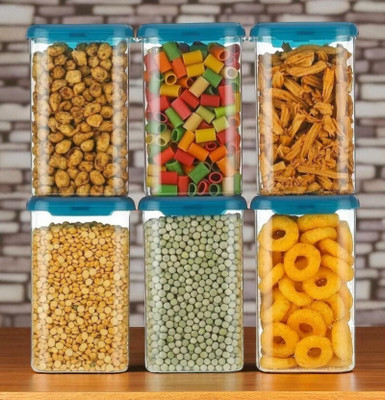forsel Plastic Grocery Container  - 1100 ml(Pack of 6, Blue)