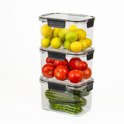TEX-RO Plastic Fridge Container  - 2000 ml(Pack of 3, White)