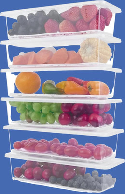 Ecodex Plastic Fridge Container  - 1500 ml(Pack of 6, White)