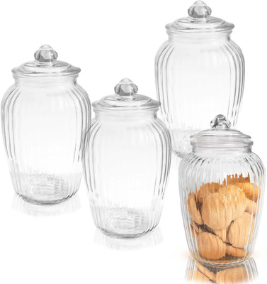 Pure Source India Glass Utility Container  - 2 kg(Pack of 4, Clear)