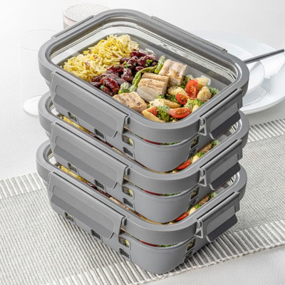 BOROSIL Glass Grocery Container  - 3120 ml(Pack of 3, Clear)