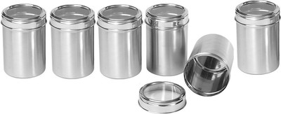 Dynore Steel Grocery Container  - 500 ml(Pack of 6, Silver)