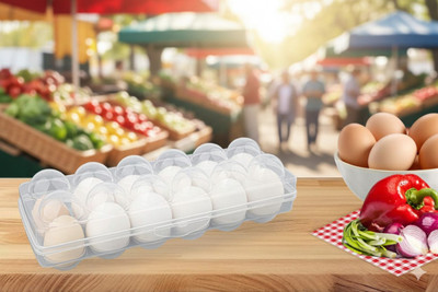 OMORTEX Plastic Egg Container  - 1 dozen(Clear)
