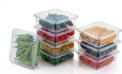 NORVIUM Plastic Grocery Container  - 2000 ml(Pack of 8, Clear)