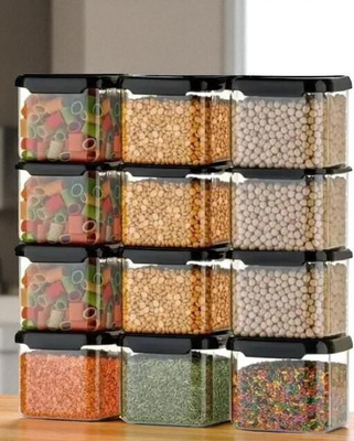 FPBOI Plastic Grocery Container  - 500 ml(Pack of 12, Black)
