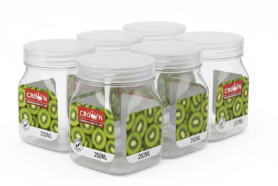 CROWN Plastic Fridge Container  - 250 ml(Pack of 6, Clear)