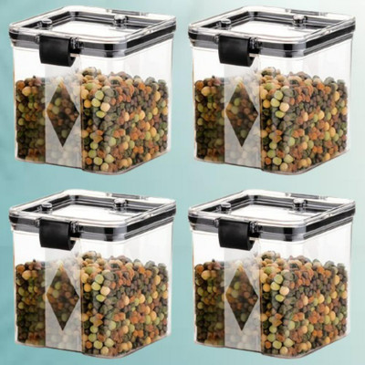 ADMONITION Plastic Bread Container  - 700 ml(Pack of 4, Black, White)