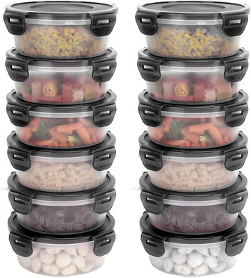 Flipkart SmartBuy Plastic Grocery Container  - 500 ml(Pack of 12, Black)