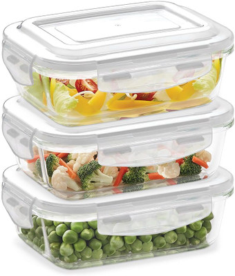 BOROSIL Glass Grocery Container  - 1920 ml(Pack of 3, Clear)