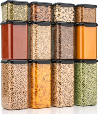 Nestland - Make Your Self a Priority Plastic Grocery Container  - 500 ml, 1100 ml, 1500 ml(Pack of 12, Black)