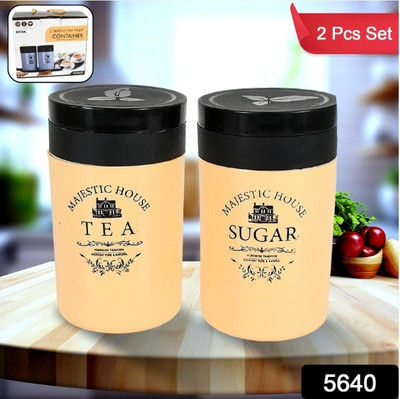 MRK Plastic Tea Coffee & Sugar Container  - 800 ml(Pack of 2, Multicolor)