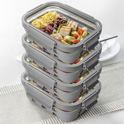 BOROSIL Glass Grocery Container  - 4160 ml(Pack of 4, Clear)
