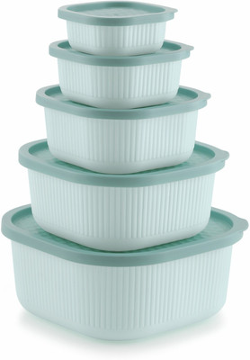 JIGSHTIAL Plastic Bread Container  - 3050 ml, 1900 ml, 1100 ml, 590 ml, 290 ml(Pack of 5, Green)