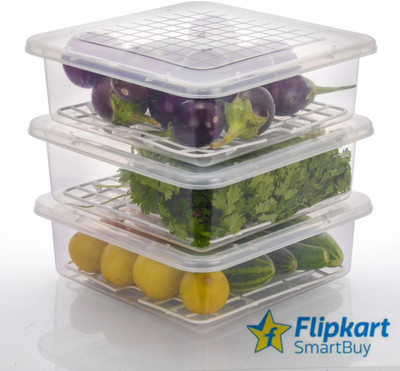 Flipkart SmartBuy Plastic Fridge Container  - 2500 ml(Pack of 3, Clear)