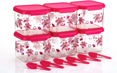 Mahadevent Plastic Grocery Container  - 600 ml(Pack of 6, Pink)