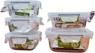 Sanjeev Kapoor Glass Utility Container  - 400 ml, 520 ml, 760 ml(Pack of 5, Clear)