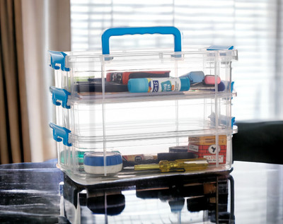 OMORTEX Plastic Grocery Container  - 2000 ml(Blue)