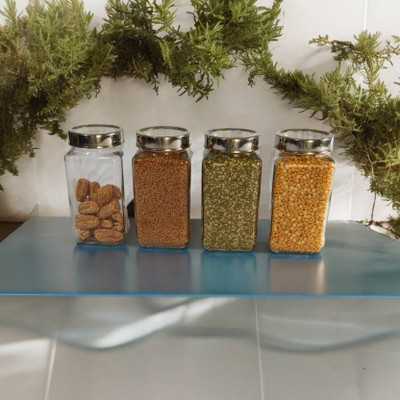 Kalsigate Glass Grocery Container  - 1000 ml(Pack of 4, Clear)
