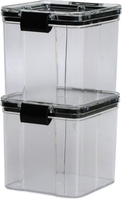 Yuniiby Plastic Grocery Container  - 700 ml(Pack of 2, Black, Clear)