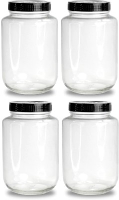 Brezzycloud Glass Pickle Jar  - 2000 ml, 2 kg(Pack of 4, Clear, Black)