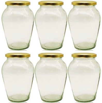NITYANAVIN Glass Pickle Jar  - 1000 ml(Pack of 6, Clear)