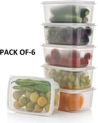 REVATAKG Plastic Fridge Container  - 1800 ml(Pack of 6, Clear)