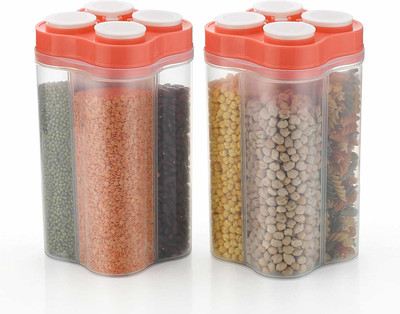 QUISTAL Plastic Grocery Container  - 2000 ml(Pack of 2, Multicolor)
