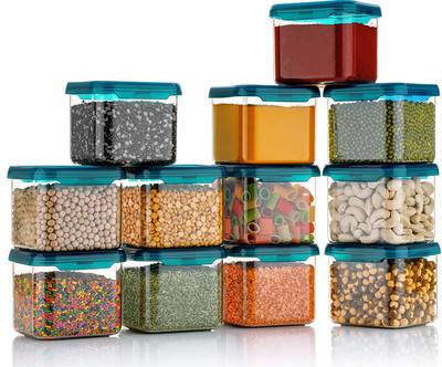 SEQUENCE Plastic Grocery Container  - 500 ml(Pack of 12, Blue)