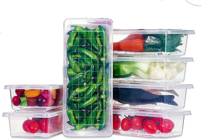 Sensex Plastic Fridge Container  - 1500 ml(Pack of 7, Clear)