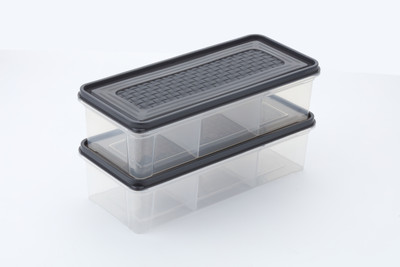 SKYLIFE Plastic Fridge Container  - 2000 ml(Pack of 2, Black)