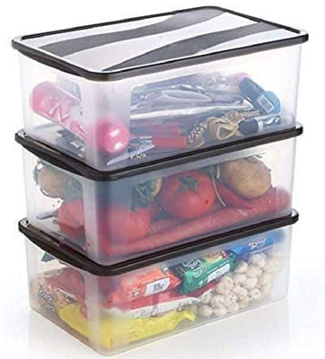 KDZONE Plastic Grocery Container  - 2000 ml(Pack of 3, Clear)