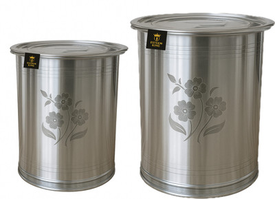 ESTEEM KING Stainless Steel Grocery Container  - 18 L, 25 L(Pack of 2, Silver)